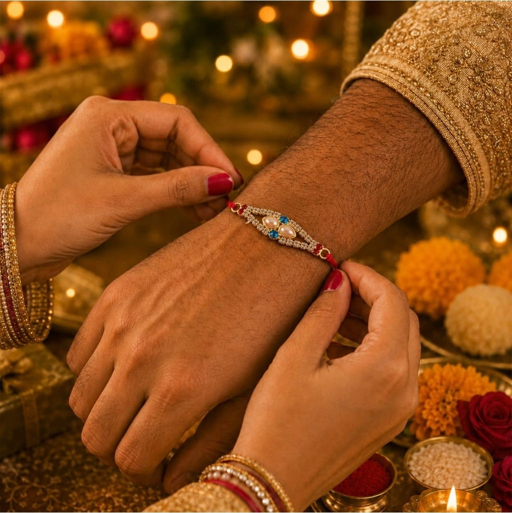 Rakhi Elegant Pearl &amp; AD Stone Design