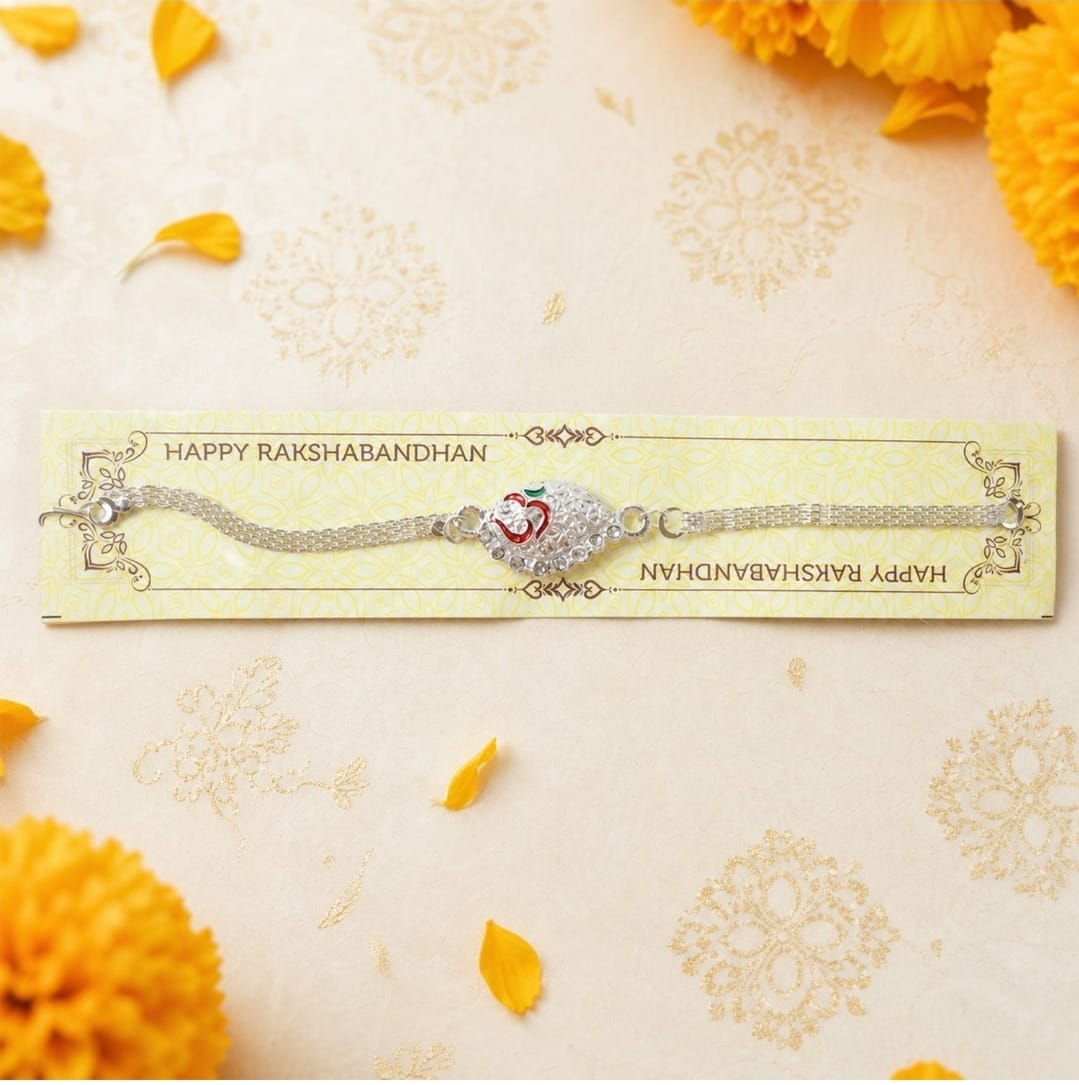 Silver Om Chain Rakhi