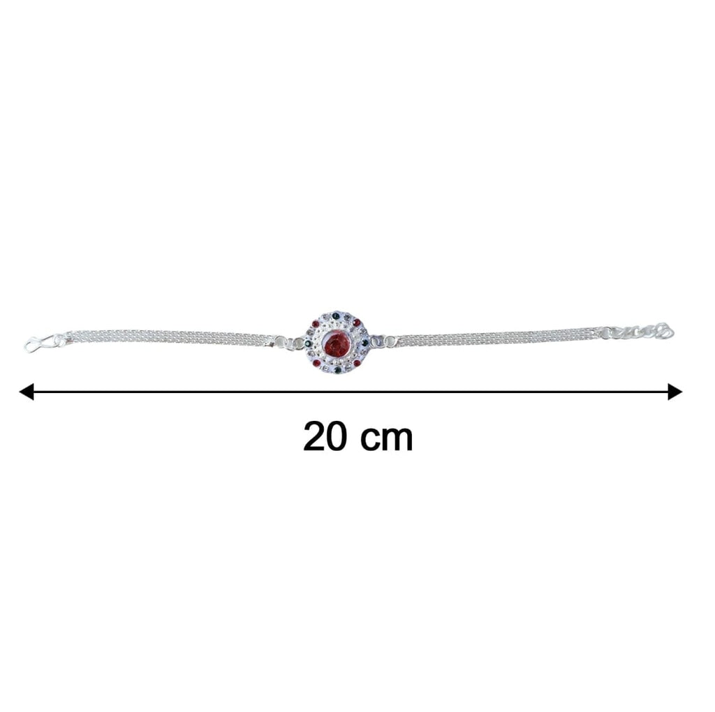 Silver Stone Chain Rakhi