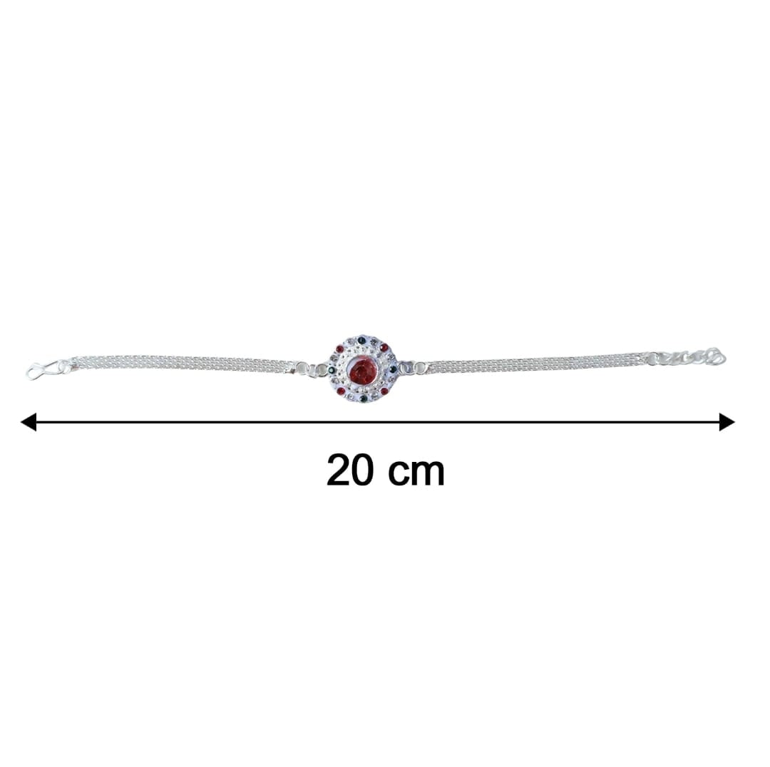 Silver Stone Chain Rakhi