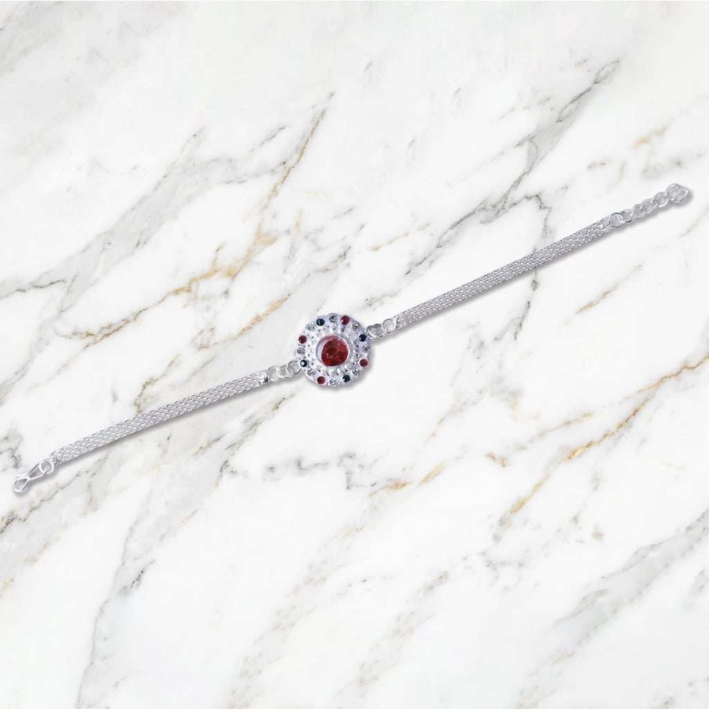 Silver Stone Chain Rakhi