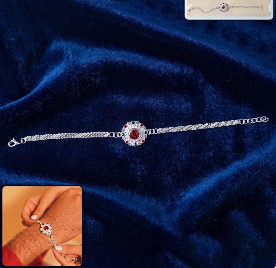 Silver Stone Chain Rakhi