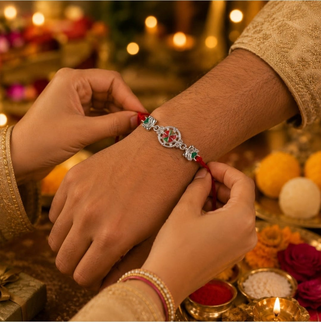 Buy Silver Peacock Rakhi