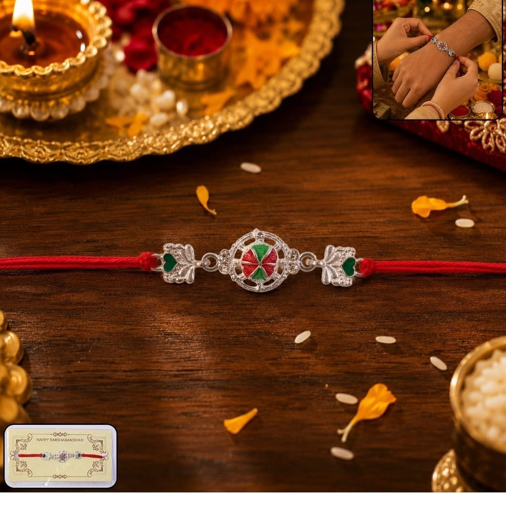 Buy Silver Peacock Rakhi